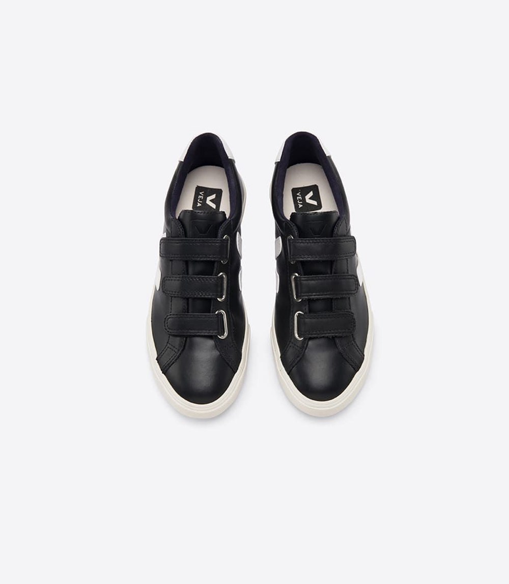 Veja Trainers Womens Black/White - 3-lock Leather - KZJG-90321